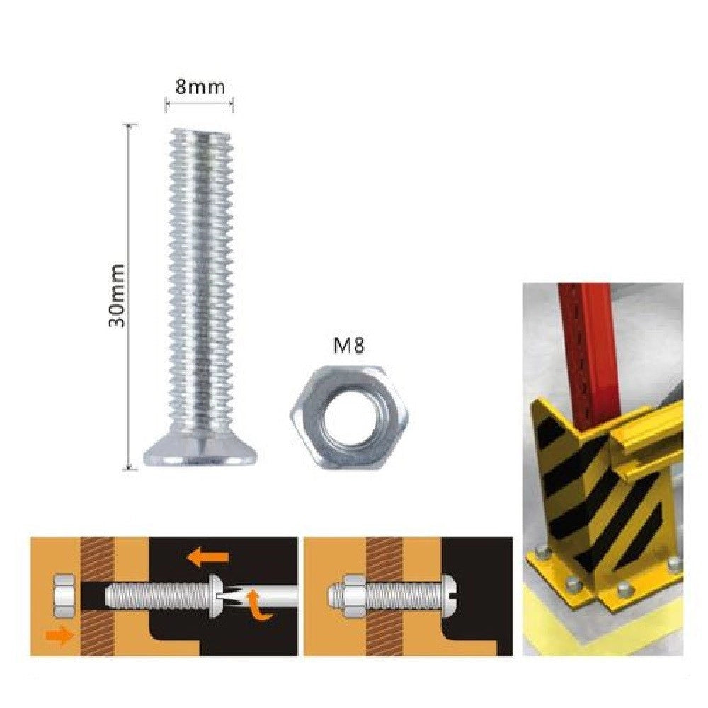 Trade Shop - Set 4 Pezzi Viti Vite Testa A Croce Piatta 8 X 30 Mm Con Dado Esagonale M8 90948 -