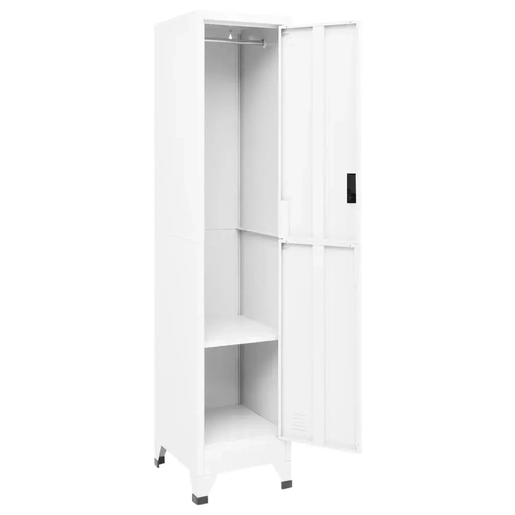 Armadietto da ufficio moderno di design 38 x 45 x 180 cm con anta con serratura design elegante in acciaio bianco 02_0046990