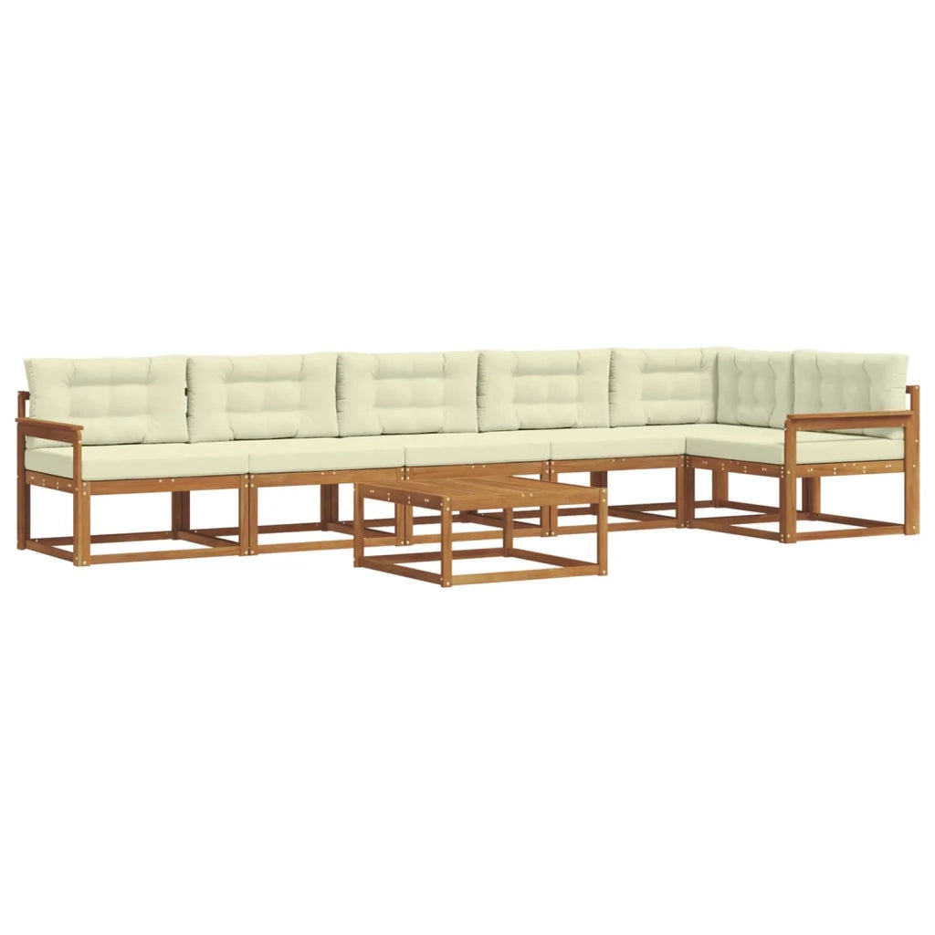 Set di divani da esterno con cuscino 7 pcs Naturale e Crema