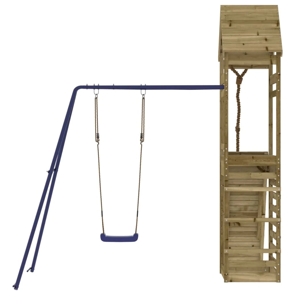 Altalene per parco giochi all'aperto scivolo altalene robuste giochi da giardino 245 x 257 x 264 cm legno di pino impregnato 02_0004783