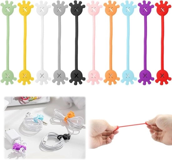 10 pezzi di cavi elettrici con vincoli magnetici in silicone da 12 cm riciclabili e gestori di cavi colorati