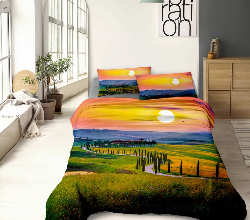 Completo Letto Lenzuola 100% Cotone Set Lenzuolo Moderno Sotto Sopra Federe Due Stampe In Altissima Definizione Dis65Tuscany - Matrimoniale