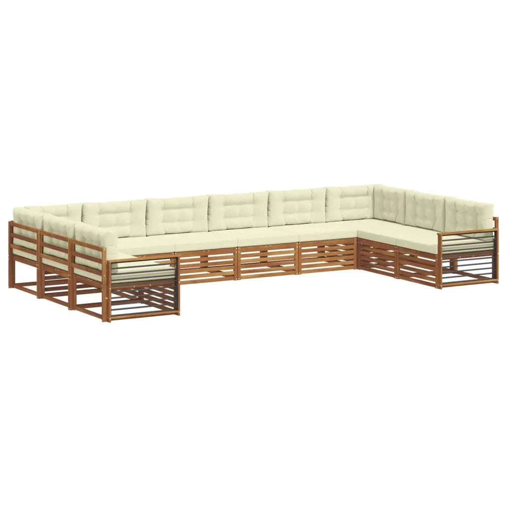 Set divani 10 pcs Naturale e Crema Legno di Acacia Massello