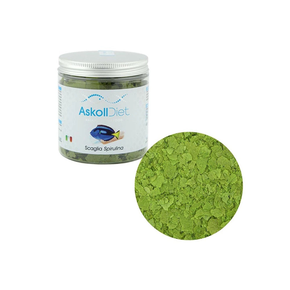 Askoll Diet Scaglia Spirulina - Alimento completo per tutti i pesci ornamentali di acqua marina Formato: 250 ml
