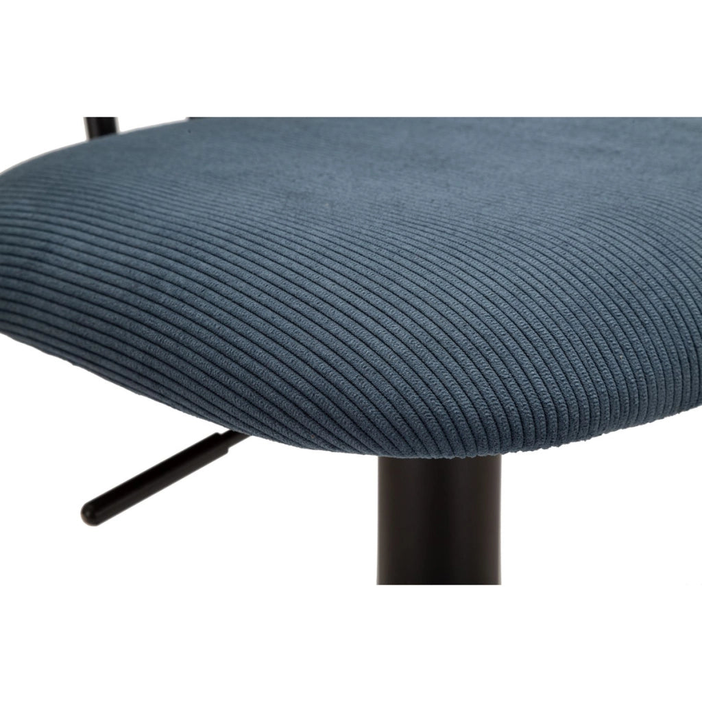 Set 2 sgabelli bar Light Navy blu con schienale, struttura nera regolabili in altezza