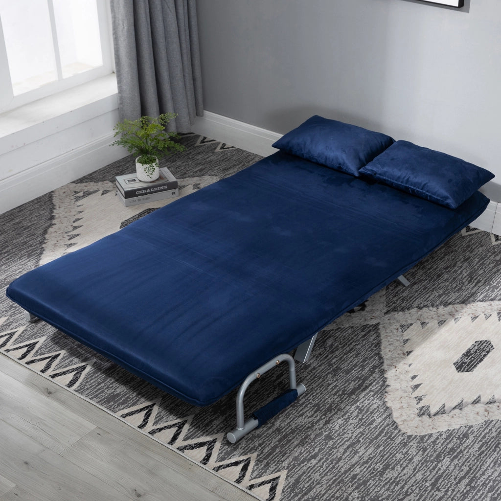 Divano letto ¨C zephmum ¨C tessuto antimacchia blu, struttura in metallo