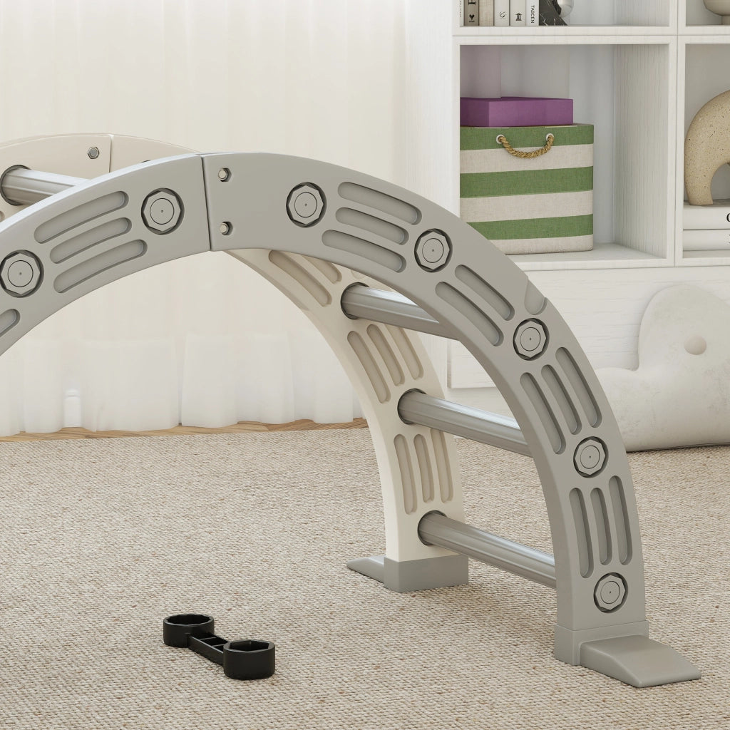 Letto a Soppalco per Bambini con Scivolo e Scala ¨C Zephmum ¨C Grigio e Bianco 164x70x57 cm