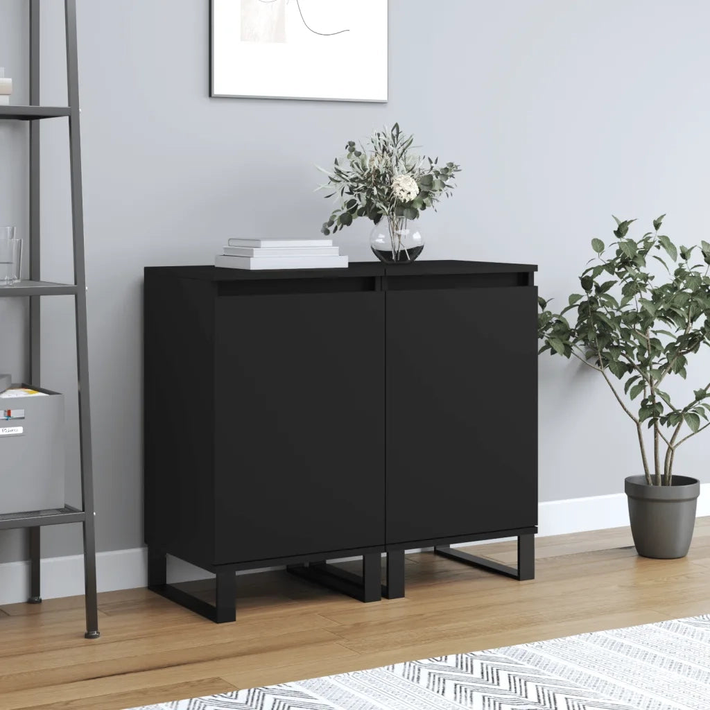 Credenze 2 pz | Madia | Buffet da pranzo | Armadio da pranzo Nere 40x35x70 cm in Legno Multistrato