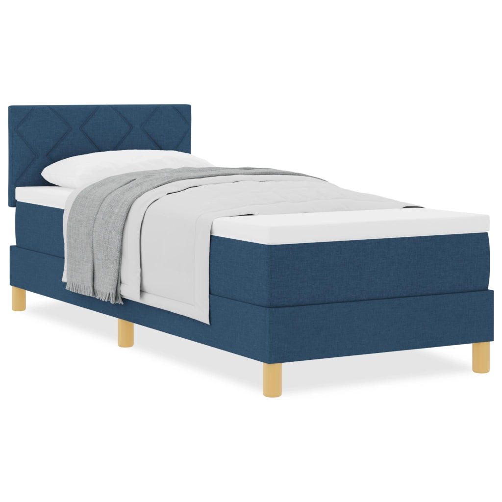 Letto Box Spring con Materasso Blu 80x200 cm Tessuto