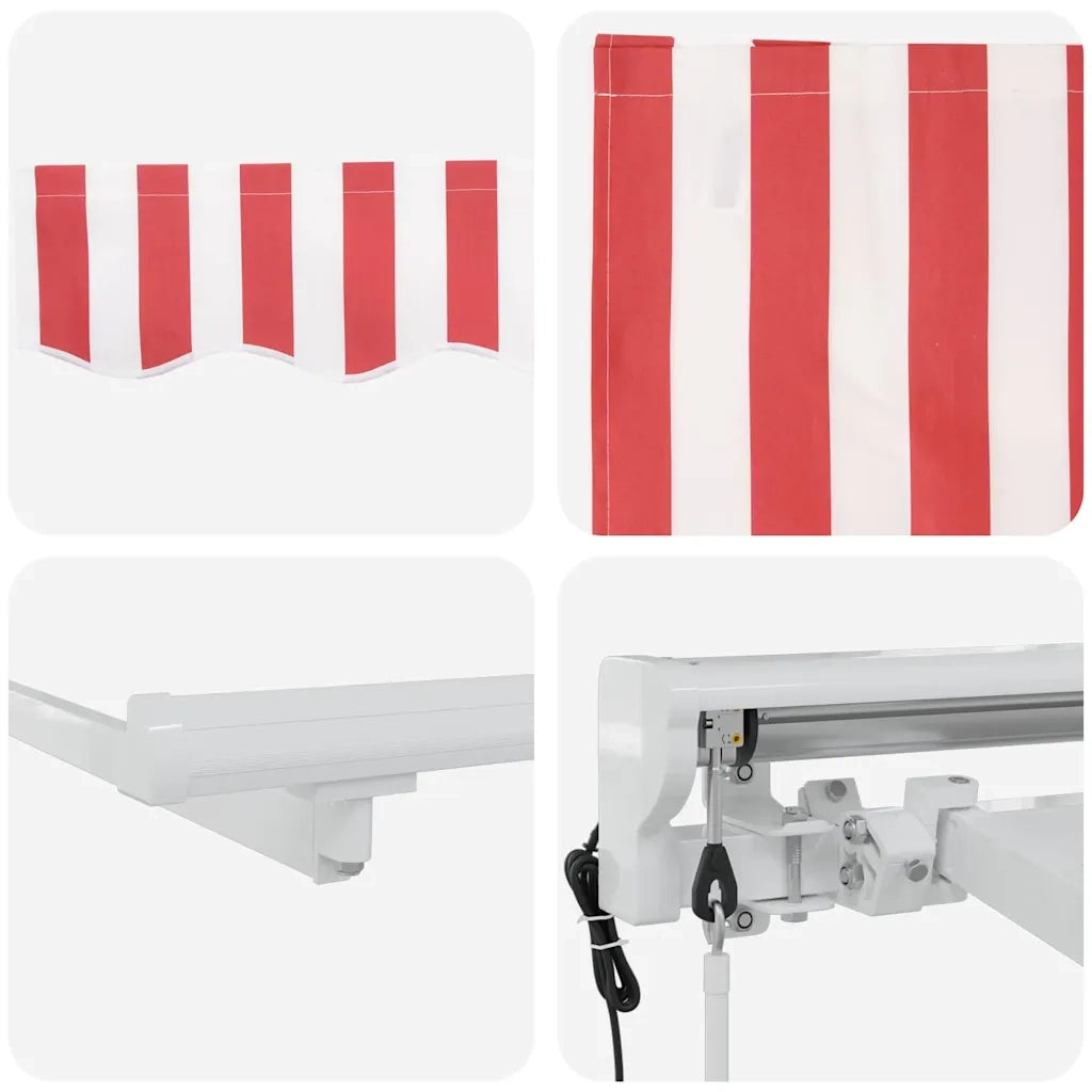 Tenda Retrattile Rosso e Bianco 250x200 cm Tessuto 3329404