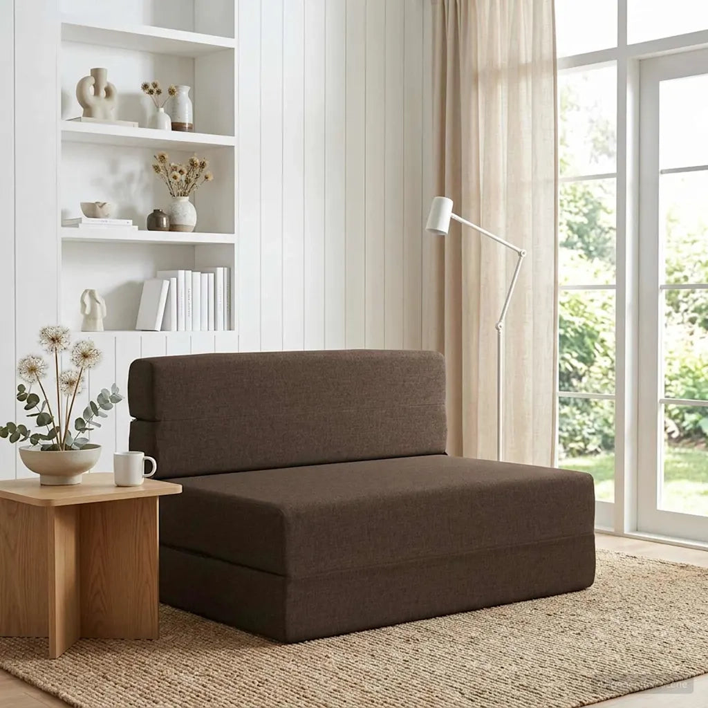 Divano Letto Pieghevole Tortora 70 x 80 x 60 cm Tessuto