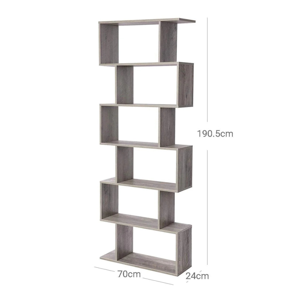 Libreria a 6 ripiani divisorio per soggiorno camera da letto ufficio 190,5 cm stile moderno colore: Greige 12_0003485
