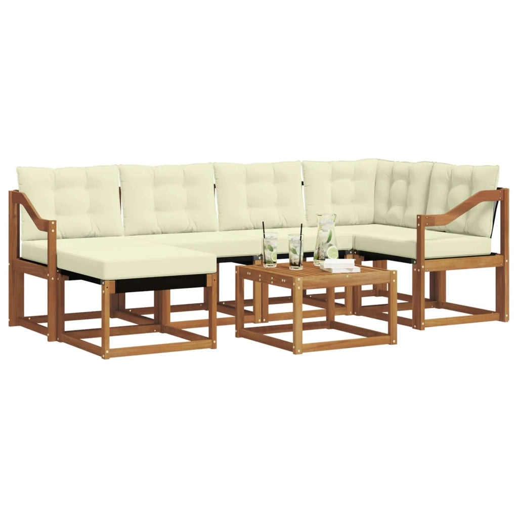 Set di divani da esterno con cuscino 7 pcs Naturale e Crema
