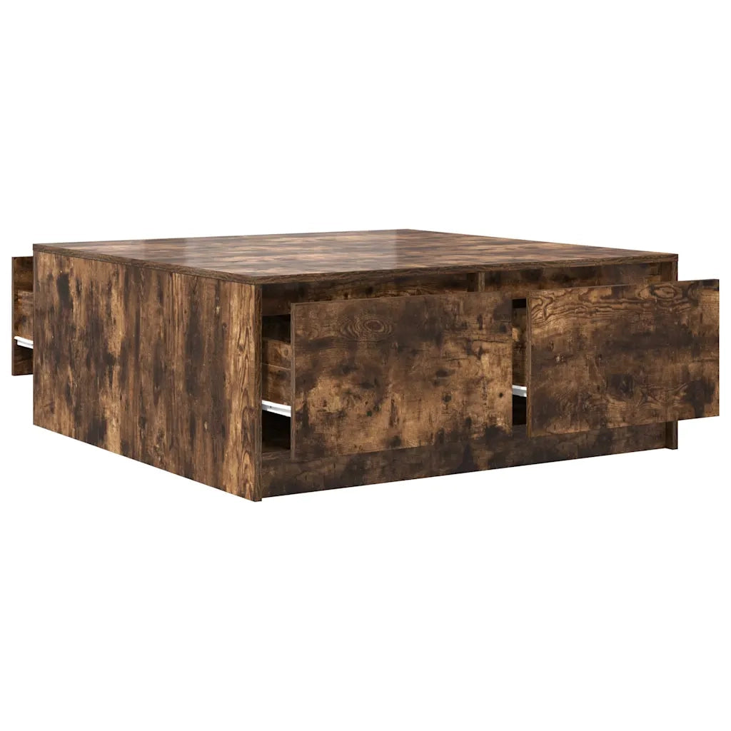 Tavolino da salotto | Tavolino da caff¨¨ | Tavolino da Soggiorno con Cassetti Rovere Fumo 100x100x40 cm