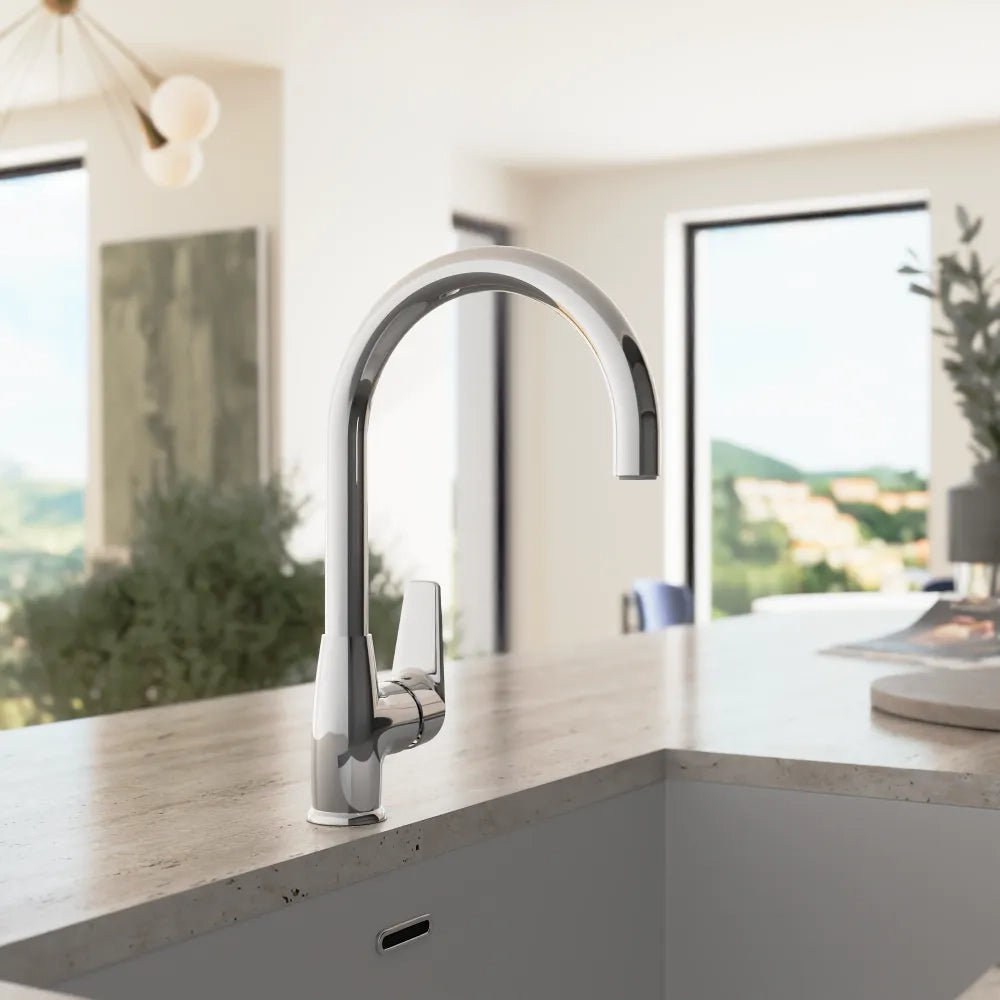 Miscelatore lavello cucina girevole in zinco cromato | Rosmarino