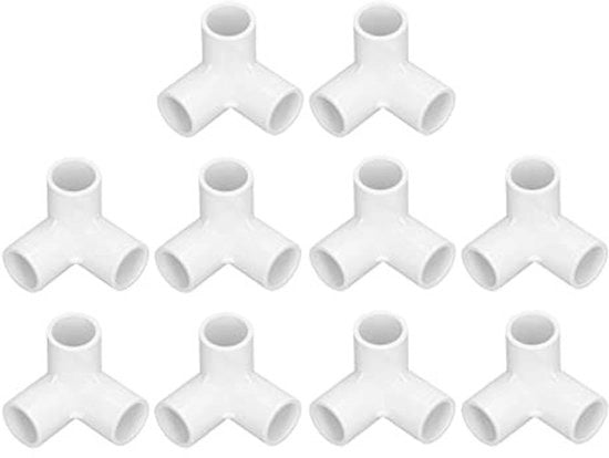 Connettore angolare 3 vie PVC - 90 gradi - set di 10 pezzi - diametro interno 20mm - per tubazioni idriche e mobili