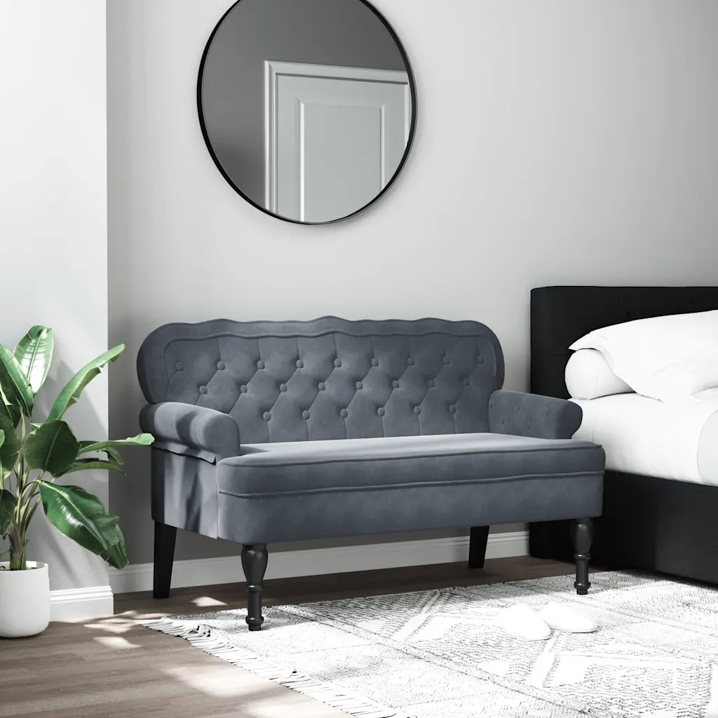Panca con Schienale Grigio Scuro 119,5x64,5x75 cm in Velluto CFW3914238