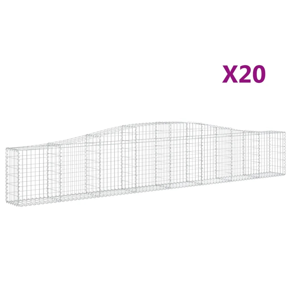 Cesti Gabbioni ad Arco 20 pz 400x30x60/80 cm Ferro Zincato 3145810