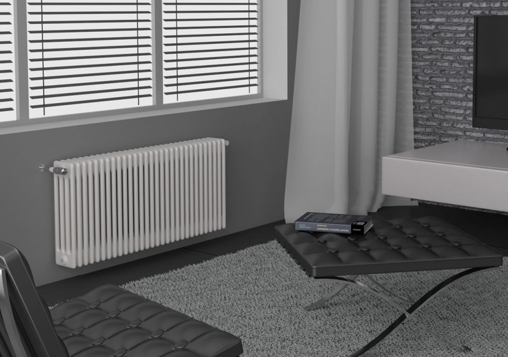 Batteria Completa Radiatore in Acciaio Cordivari ARDESIA 4 Colonne da 3 a 20 Elementi Interasse 1744 mm Altezza 1800 mm con Tappi e Riduzioni Inclusi