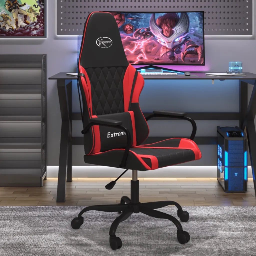 Sedia da Gaming | Sedia da e-sports Massaggiante Rosso e Nero in Similpelle