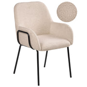Sedia da sala da pranzo Rivestimento bouclé beige chiaro Base nera Struttura in ferro Design retrò