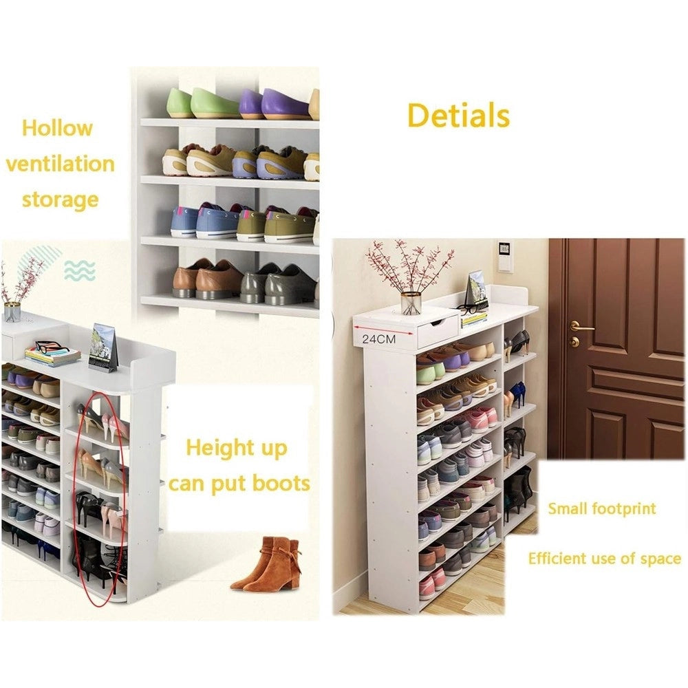 Trade Shop - Scarpiera A 8 Strati Legno Scaffale Con Cassetto Armadietto Multifunzione 100cm -