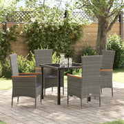 Set da Pranzo per Giardino con cuscino 5 pcs Grigio