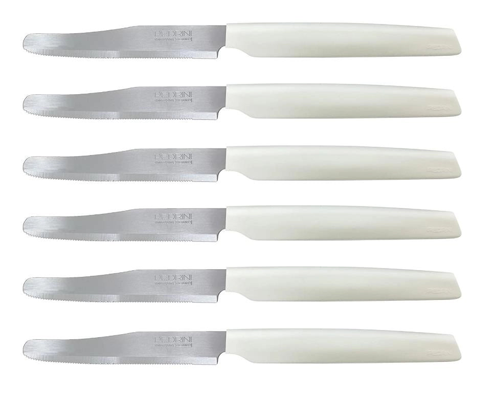 Set 6 Coltelli da Tavola Cucina Active Lama Seghettata Bianchi Pedrini