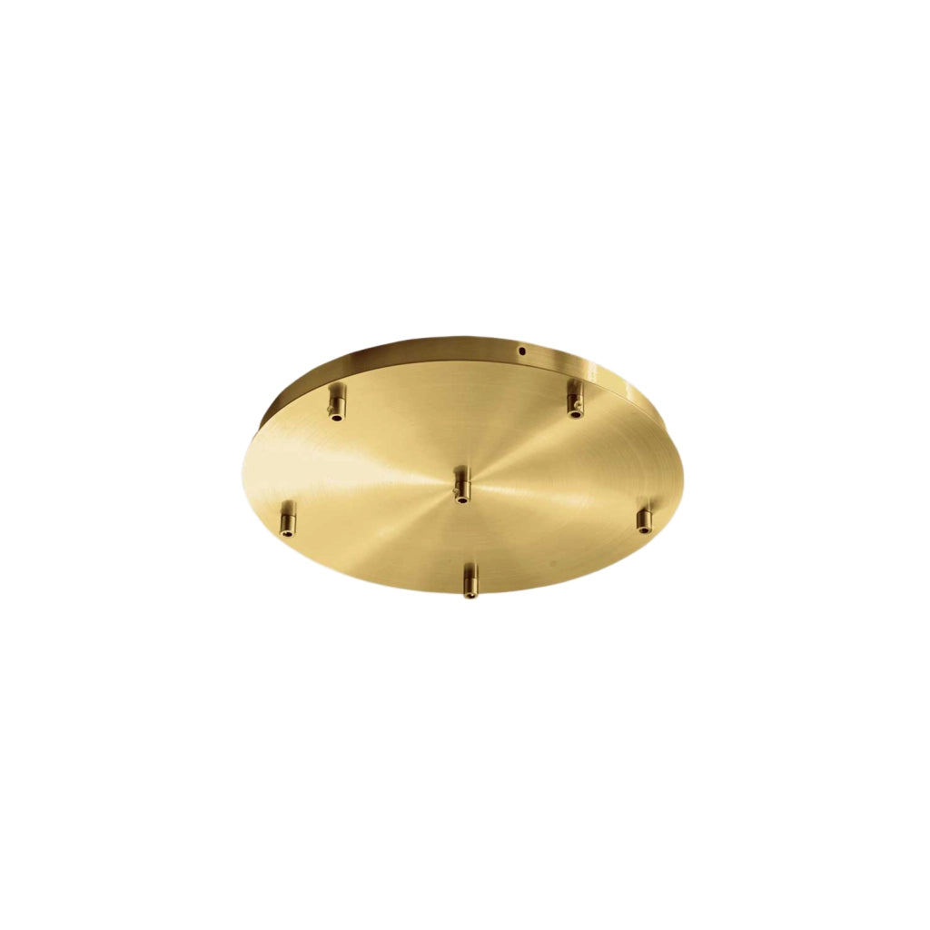 Rosone Tondo Ofelia Mini B T/6 - Base per Lampada a Sospensione con 6 Fori, Finitura Ottone, Grado IP20 - Gealuce
