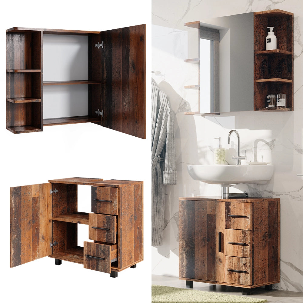 Vicco Set di mobili da bagno Rovere rustico 2 parti