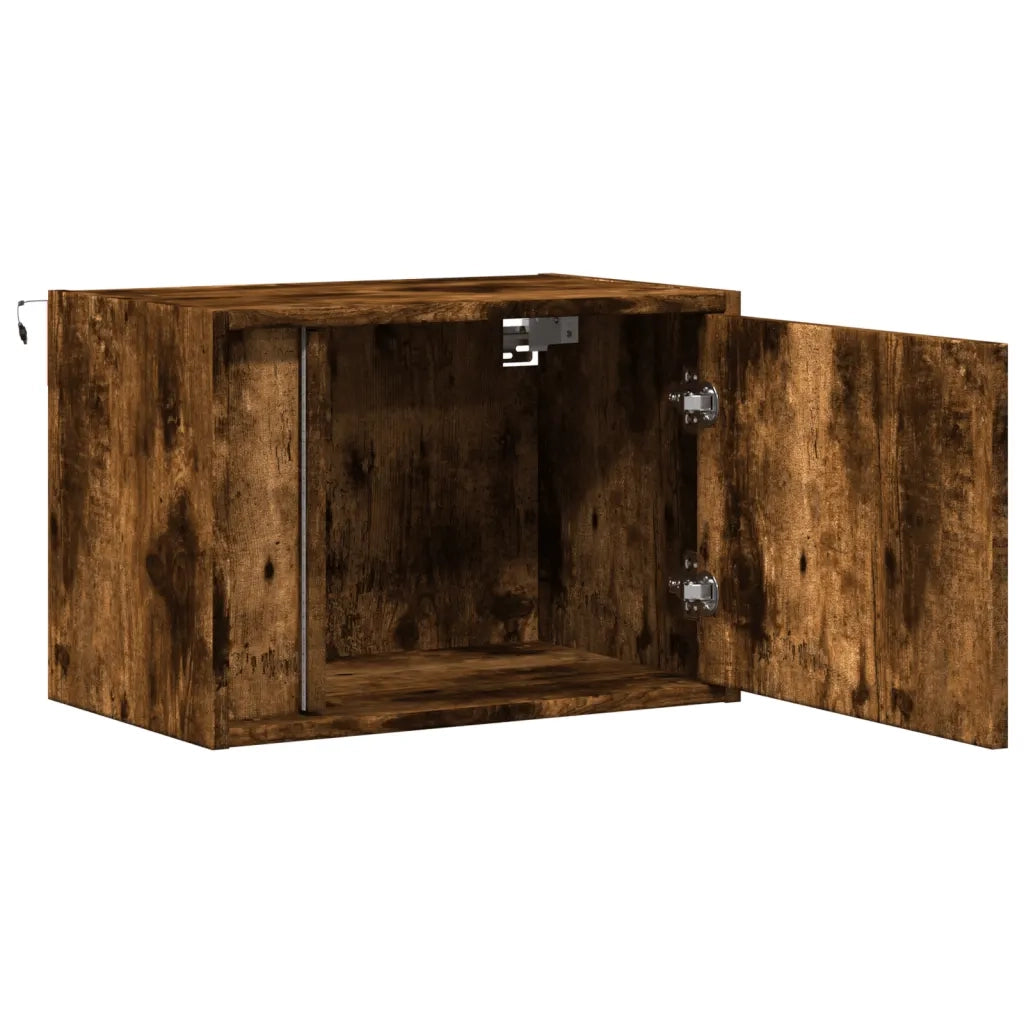 Comodino a Parete con luci LED Rovere Fumo