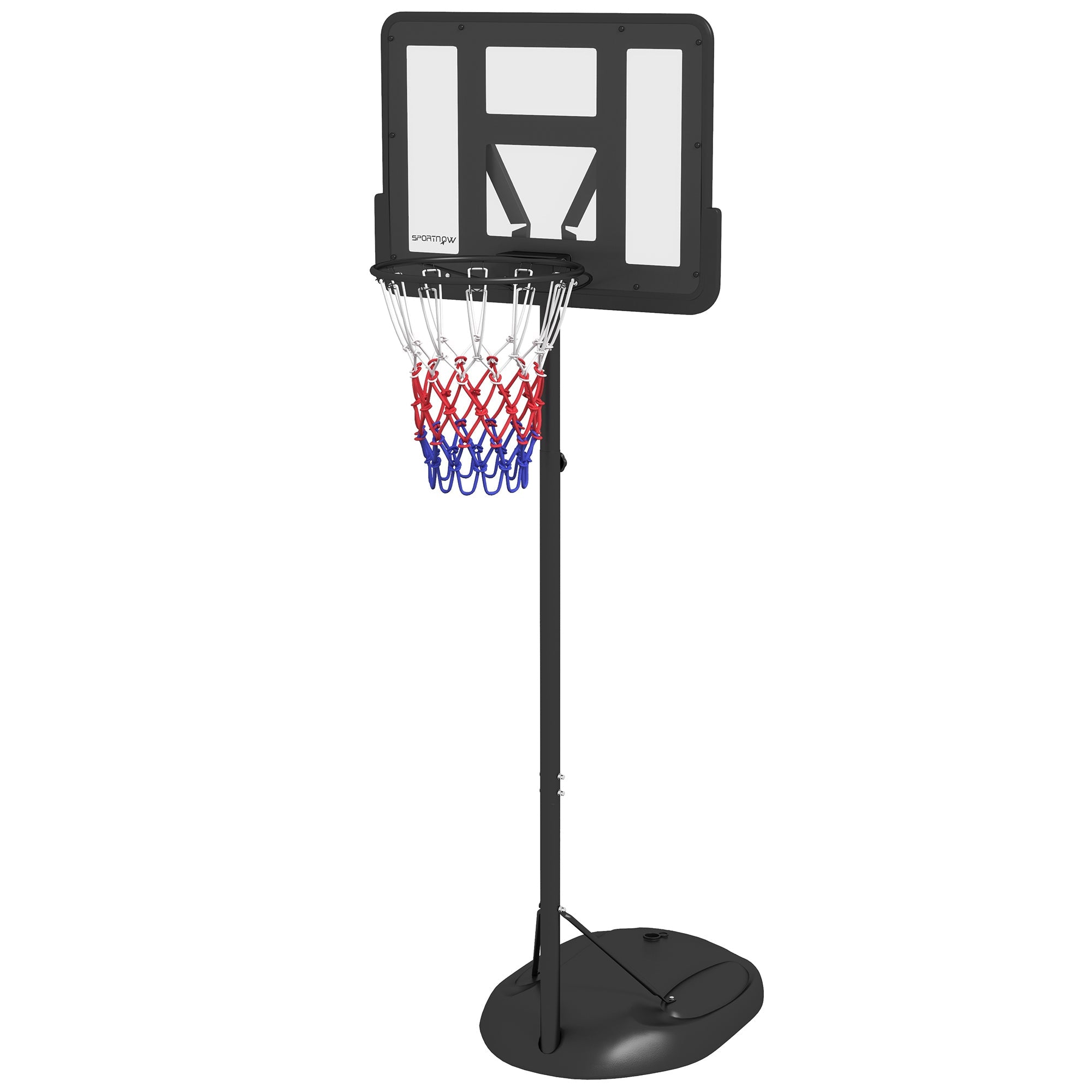Canestro Basket ad Altezza Regolabile 216-277 cm con Base Riempibile in Acciaio e PE Nero
