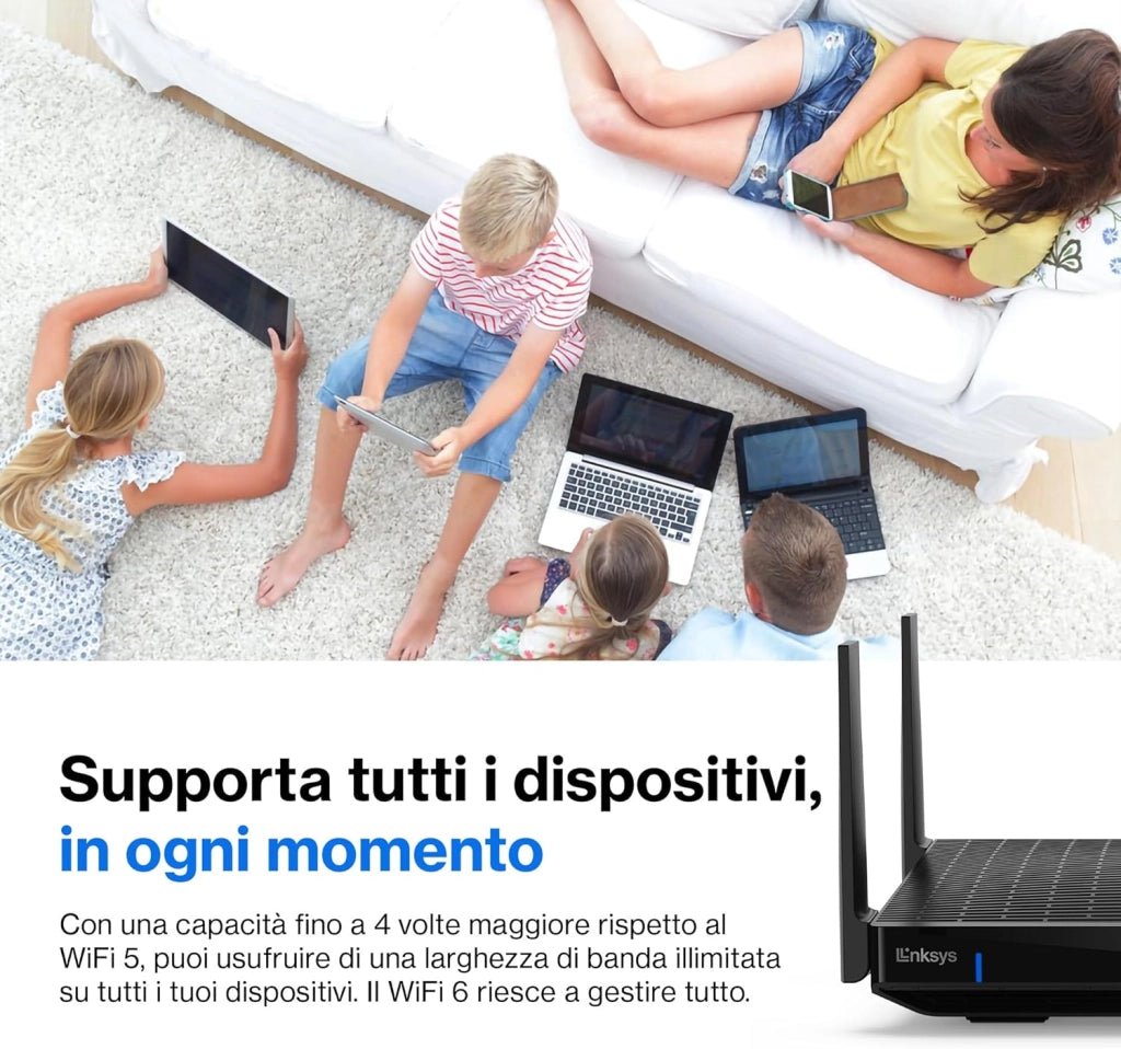 Router Wifi mesh Tri-Band Hydra Pro 6E, wireless, accesso alla banda 6 GHz, velocità massima 6.6 Gbps, copertura 250 m², piu 55 dispositivi