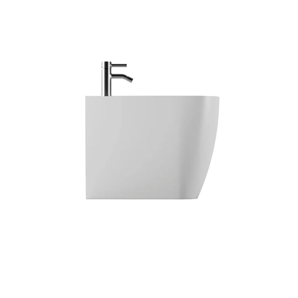 Coppia Di Sanitari Alice Ceramica Da Terra Filo Muro Senza Brida Bianco Lucido "Wunder"