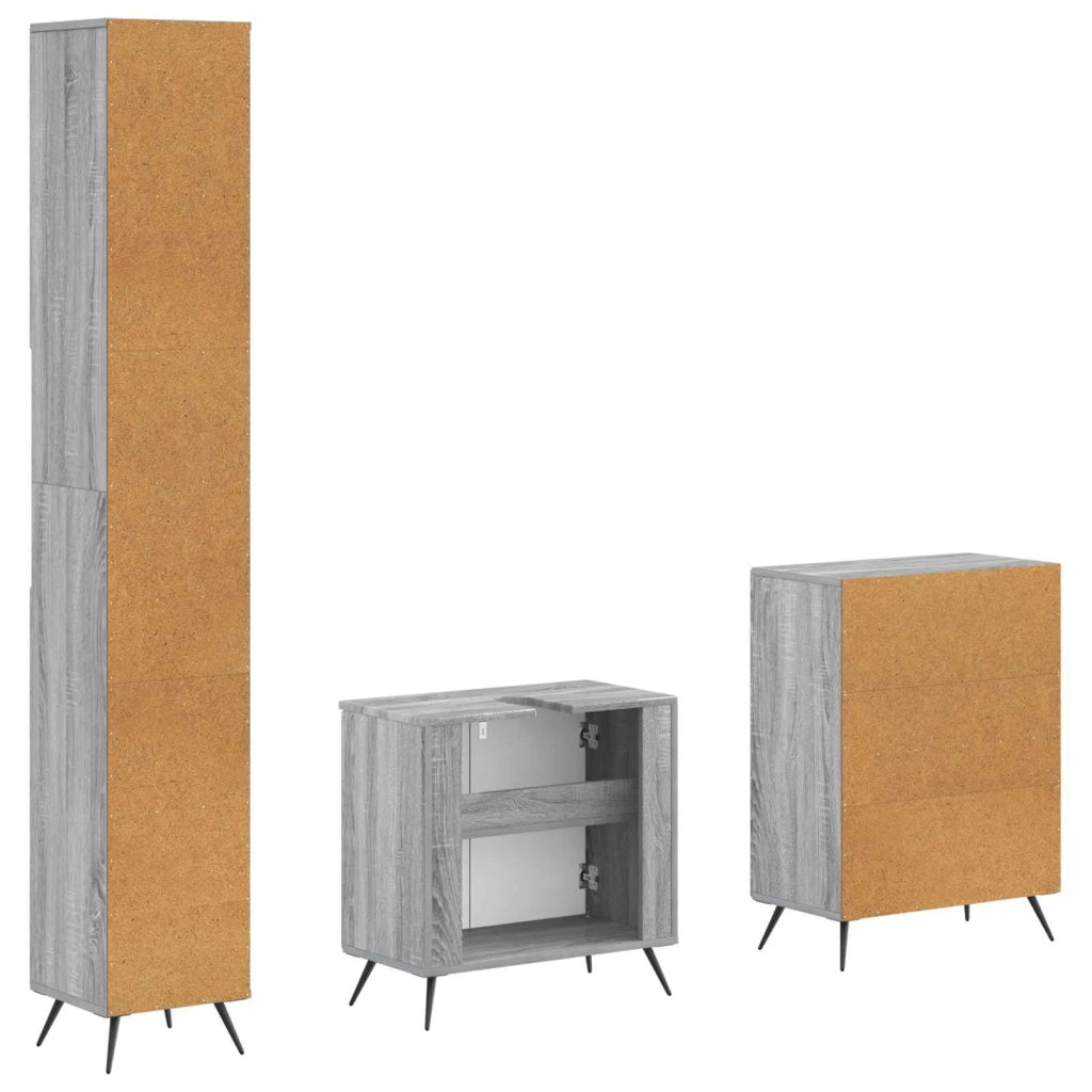 Set di armadietti da bagno in 3 pezzi BREDA Sonoma grigio 3417483