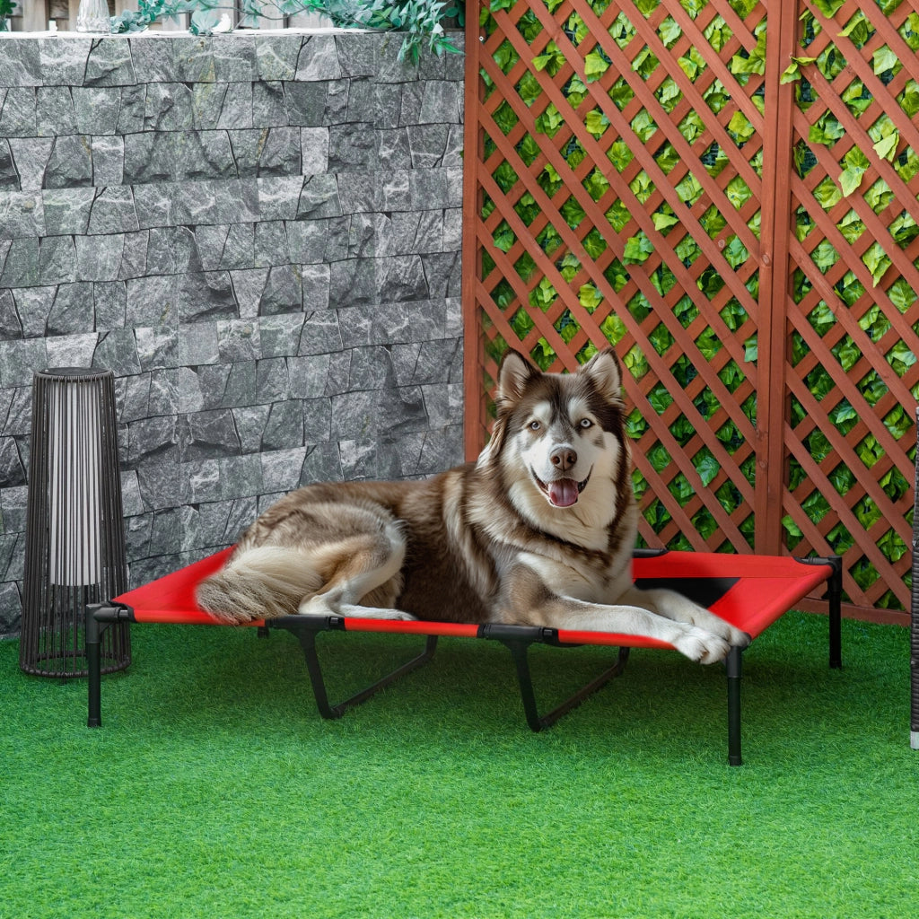 Letto per Cane Pieghevole Esterno ¨C Zephmum ¨C Rosso Nero 122x92x23 cm