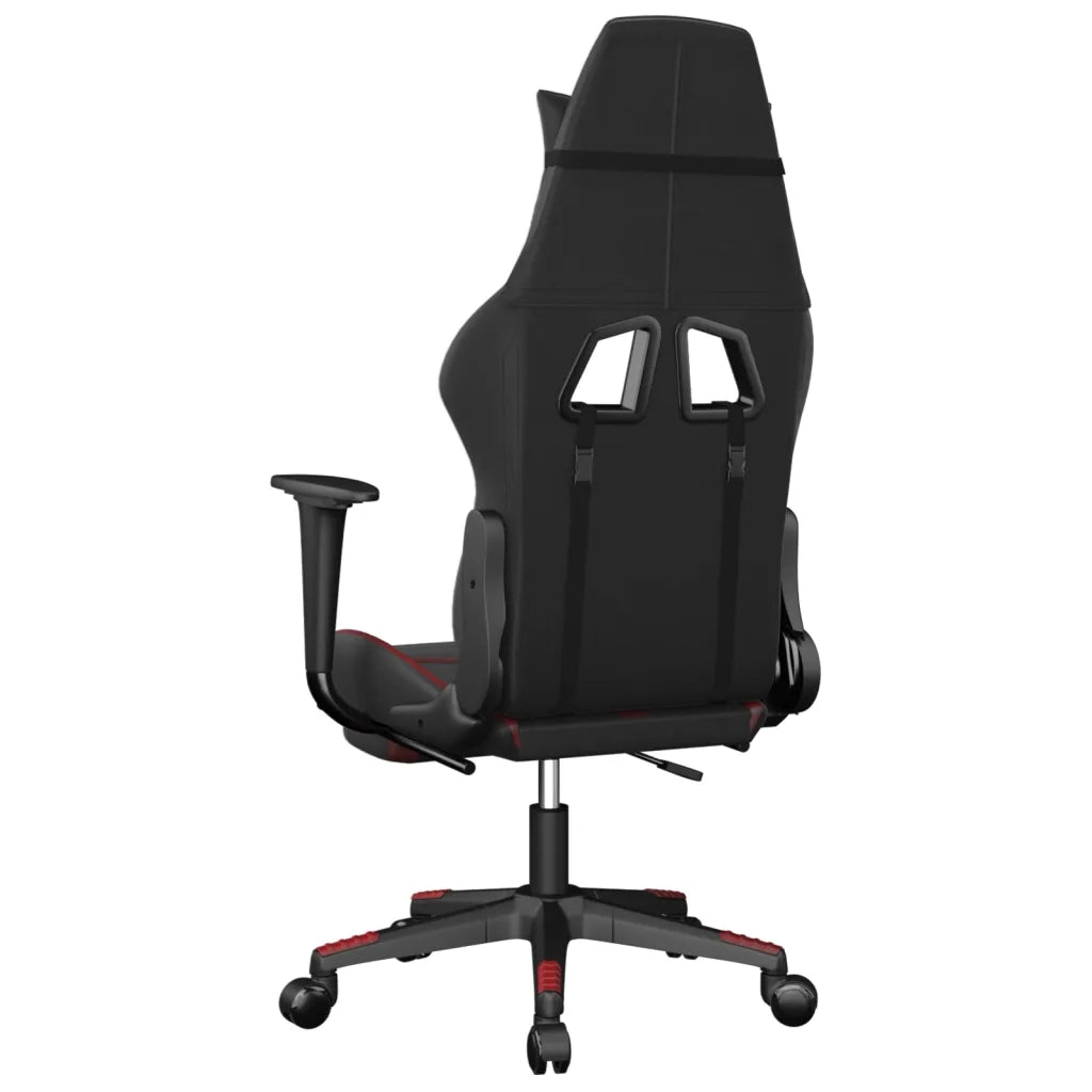 Sedia Gaming | Sedia da e-sports Massaggio Poggiapiedi Nero e Rosso Vino Similpelle