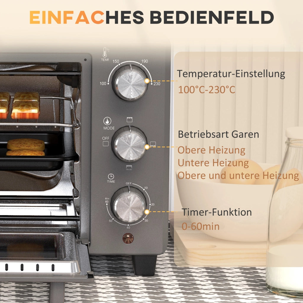 Forno elettrico 21L ¨C Xylo ¨C 3 modalit¨¤ di cottura, 100-230¡ãC, acciaio inox grigio