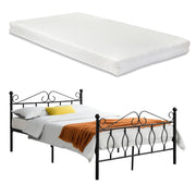 Struttura Letto in Metallo con Testiera e Pediera in Stile Romantico/Classico con Materasso 140 x 200 cm Letto Francese / Matrimoniale - Nero