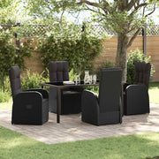 Set da Pranzo per Giardino con cuscino 5 pcs Nero polyrattan 3379509