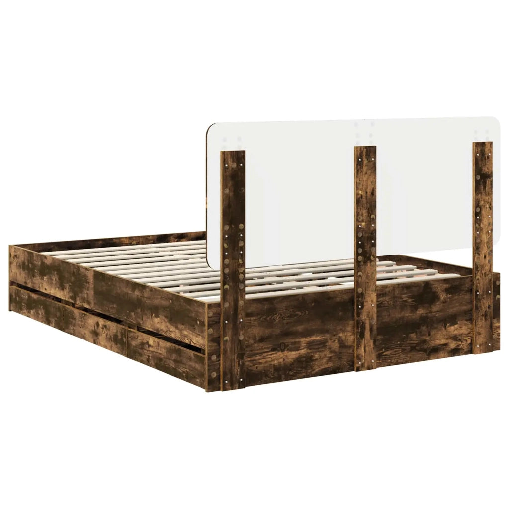 Struttura del letto con cassetto Rovere fumé 150 x 200 cm 3412585