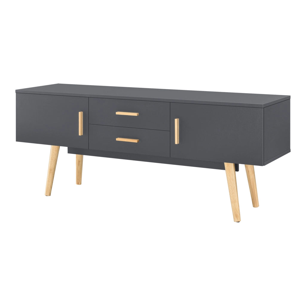 Mobile Porta TV Alavus con 2 Cassetti 140x40x56 cm - Grigio Scuro [en.casa]