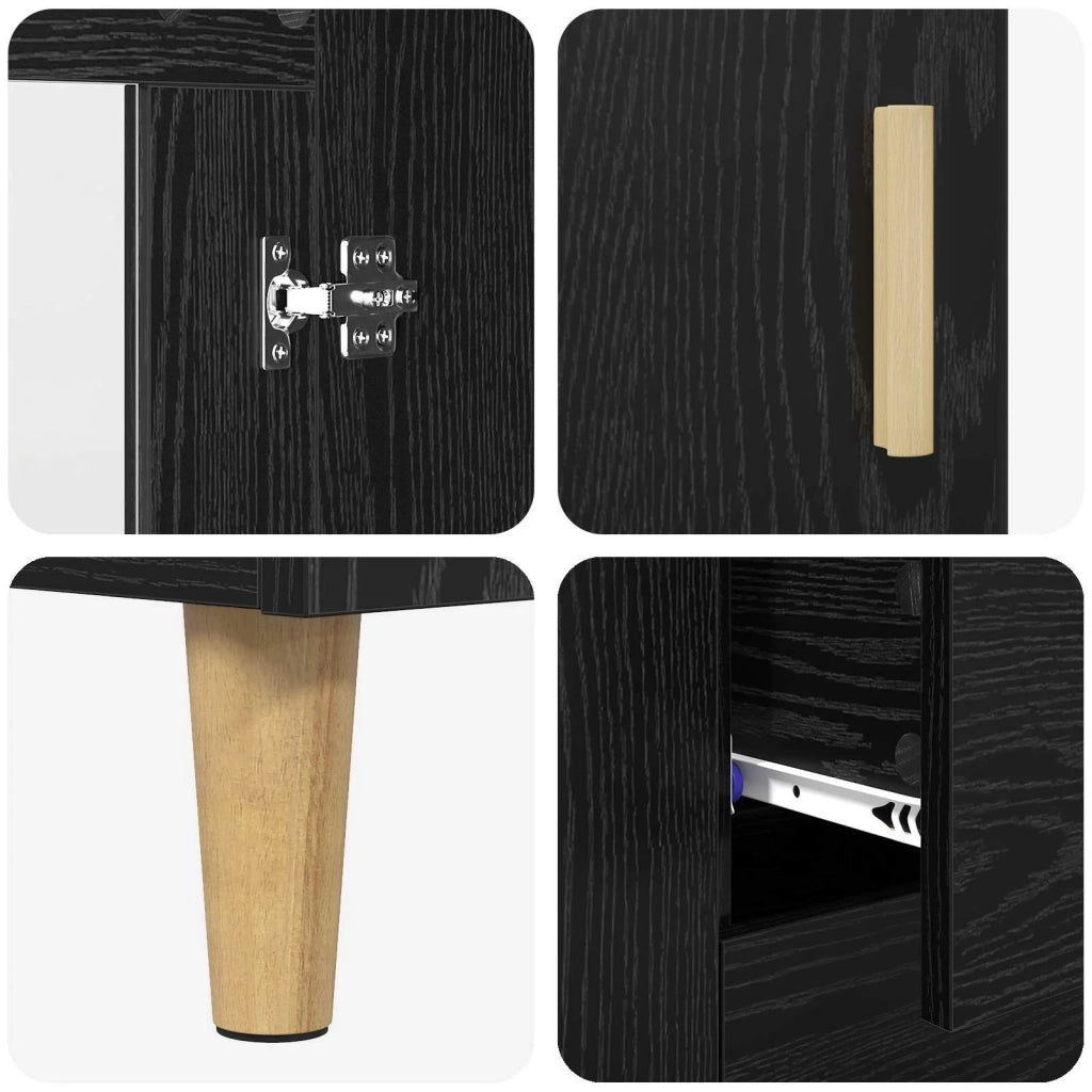 Credenza | Madia | Buffet da pranzo | Armadio da pranzo Rovere Nero 69,5 x 34 x 90 cm Legno multistrato