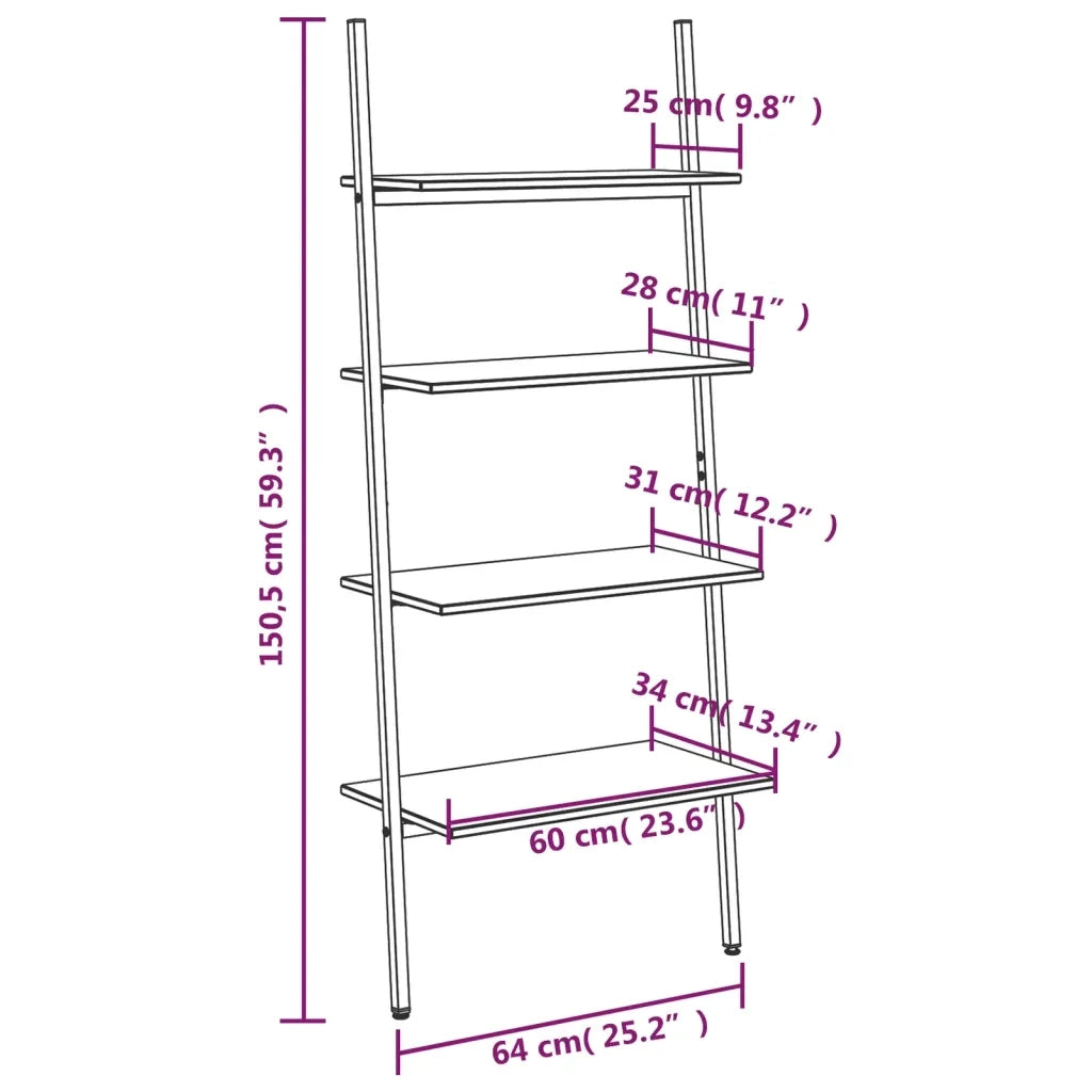 Scaffale Pendente a 4 Livelli Nero 64x34x150,5 cm CFW1851088