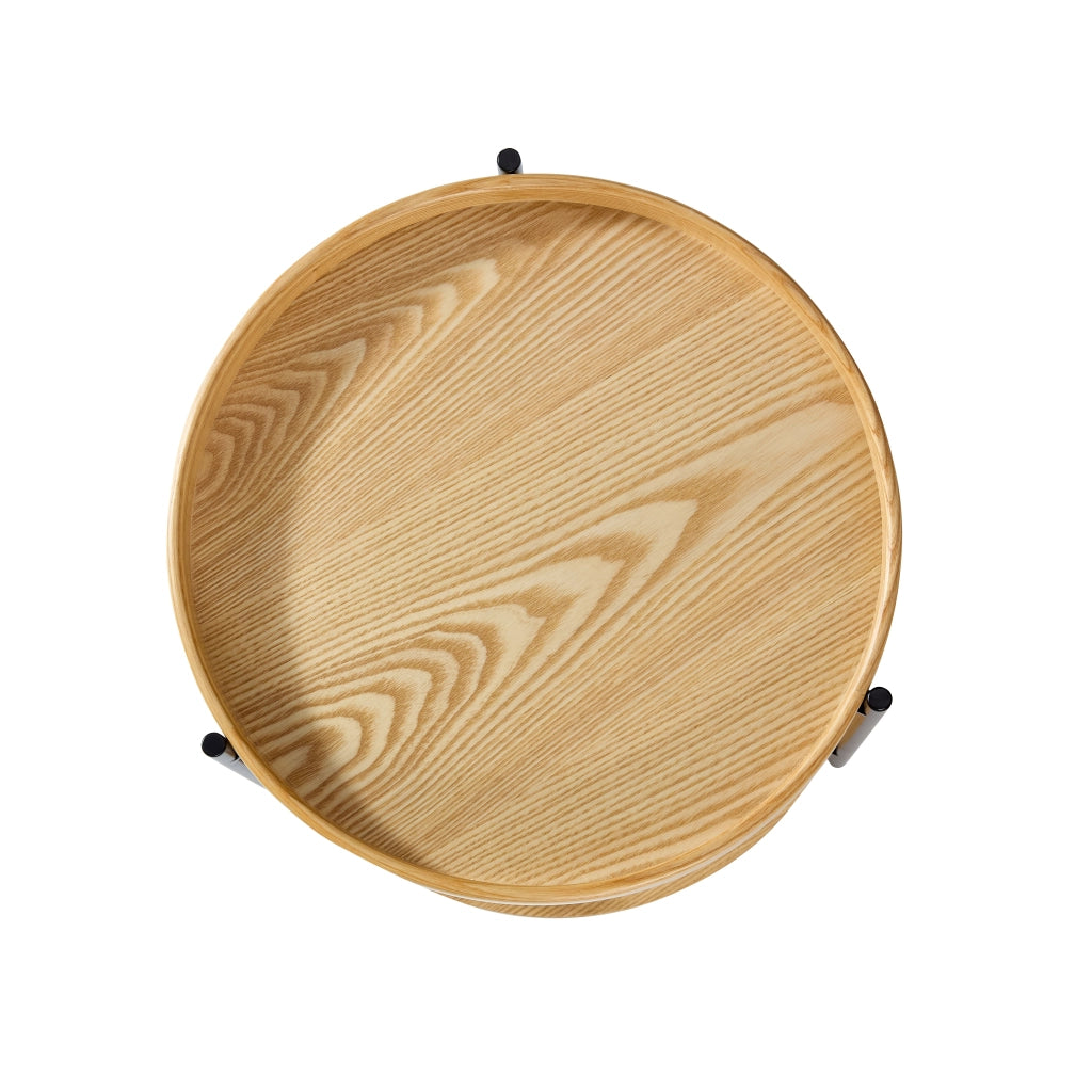 TAVOLINO rotondo 2 pezzi Ø69x38 cm e Ø44x48 cm Legno massello e MDF Naturale