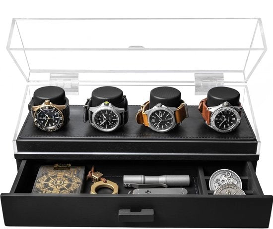 Cassettino orologio in legno per uomo - Cassa orologio orologio per uomo - Cassettino orologio in legno per lui - Cassa orologio - Scatola di regalo per uomo, amico, padre - Watch Deck Pro