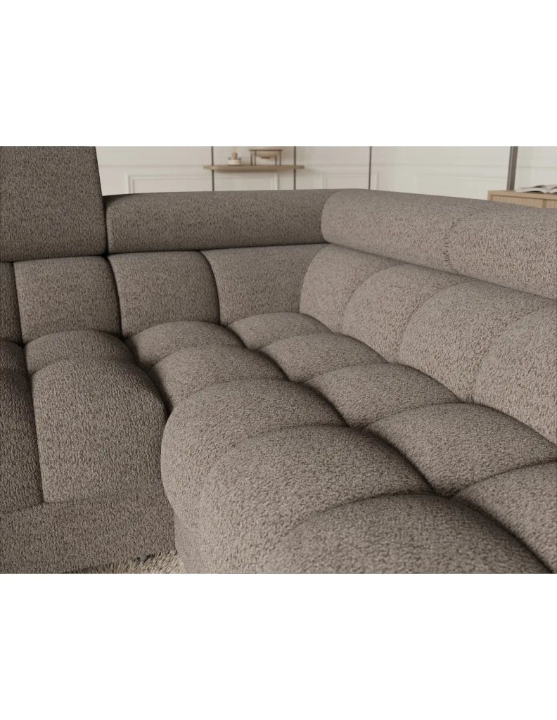 Divano panoramico convertibile FACTORY 3 posti marrone – angolo destro con contenitore