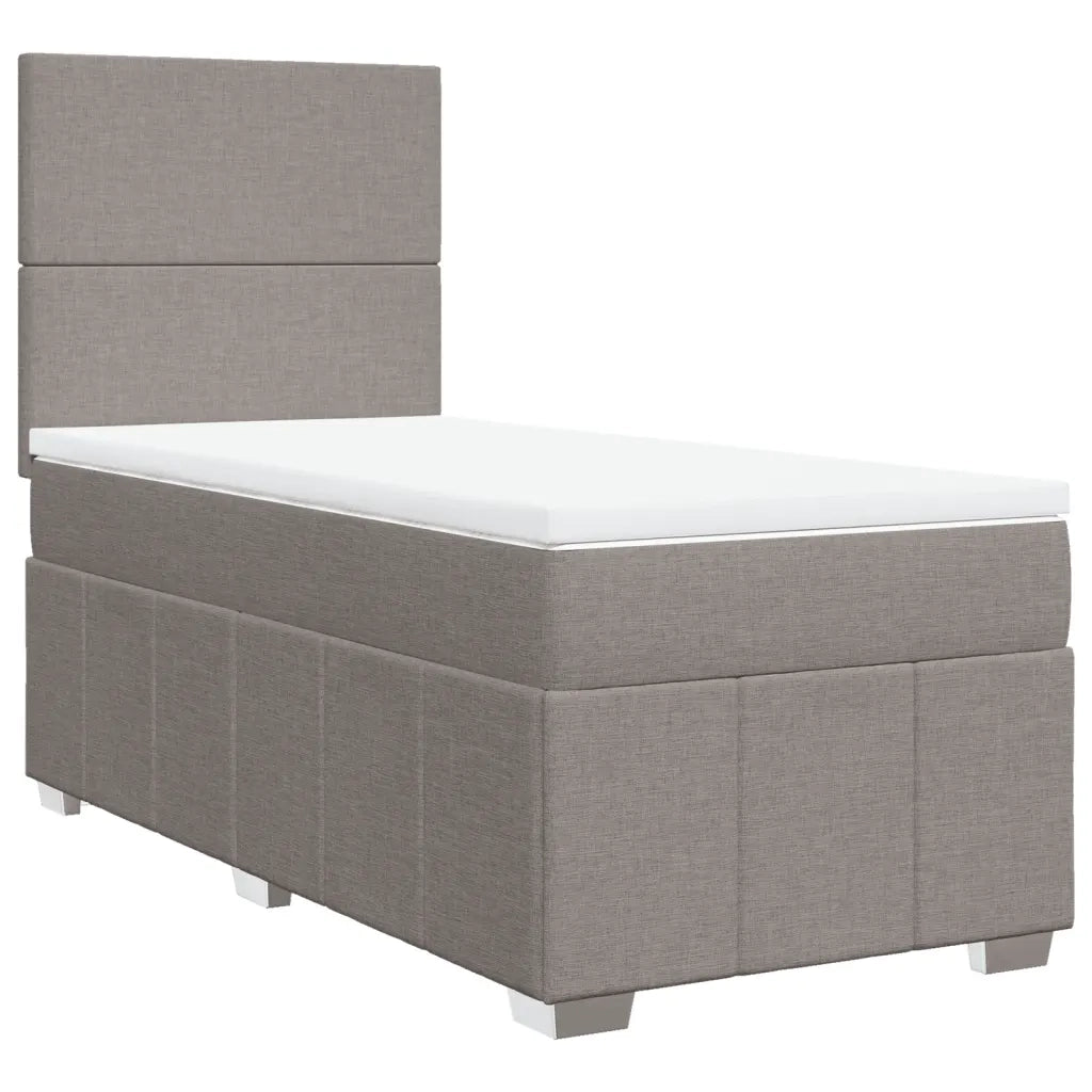 Letto singolo | Letto per adulti | Giroletto a Molle con Materasso Tortora 90x200 cm inTessuto