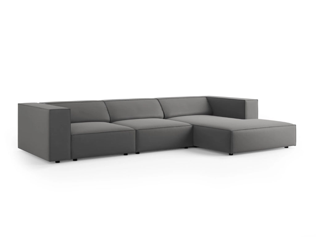 Cosmopolitan Design - Divano angolare destro "Arendal" 4 posti in velluto cemento 