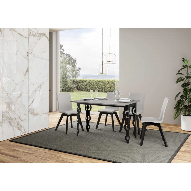 Tavolo apribile 120x45/90 cm Karamay Double telaio Antracite - Cemento
